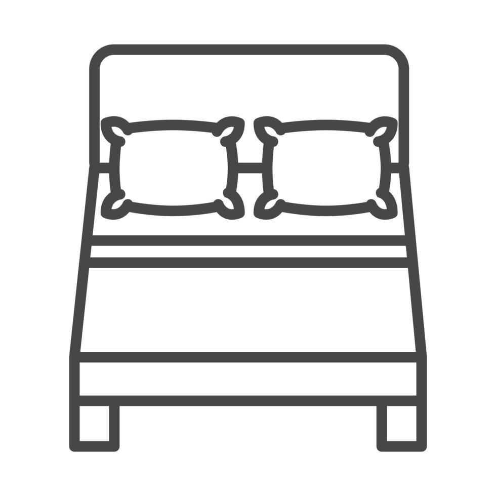 top view double bed with pillows linear icon style vector