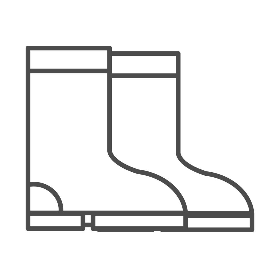 estilo de icono de línea de trabajo de equipo de botas de goma de jardinería vector