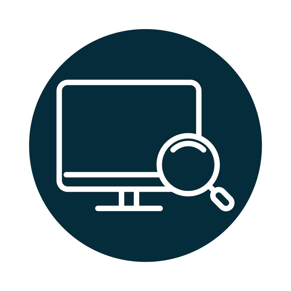 search icon computer screen magnifier block and line icon vector