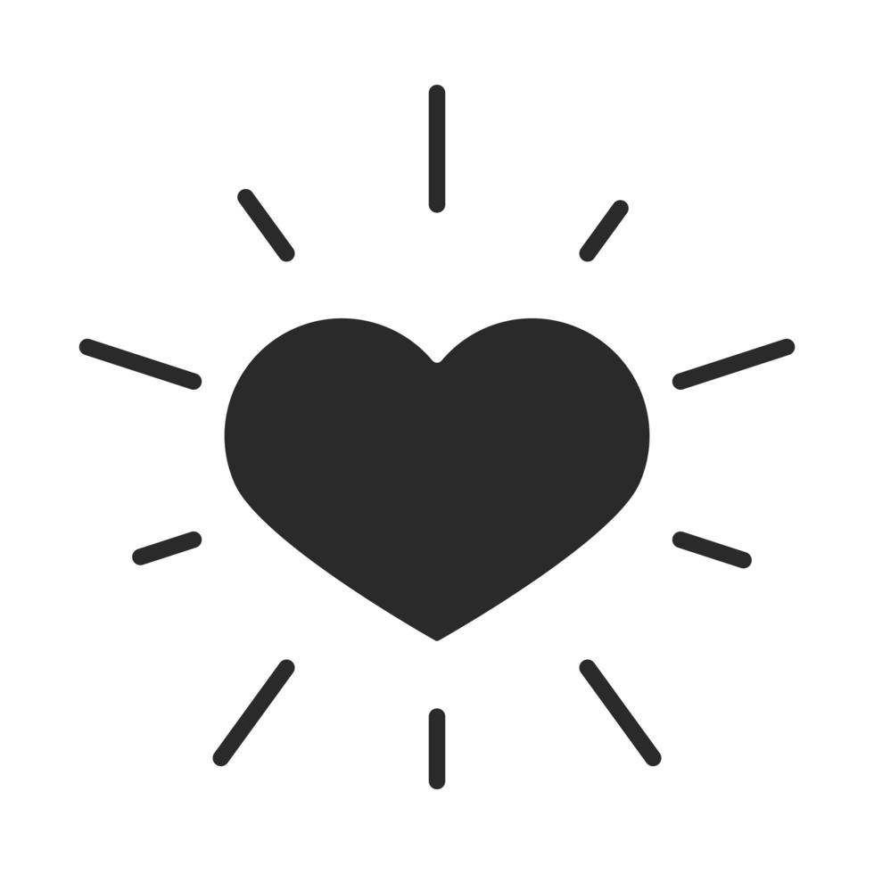 black heart love romantic passion silhouette icon style vector