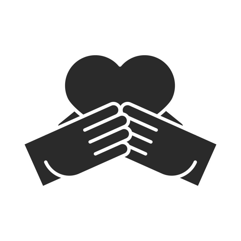 international human rights day hands holding heart love silhouette icon style vector