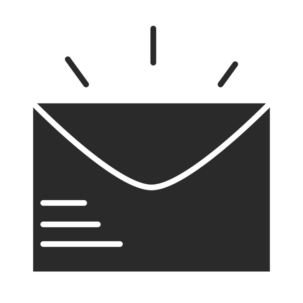 correo electrónico sobre mensaje comunicación silueta icono estilo vector