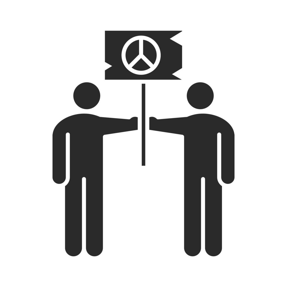 international human rights day people together holding flag peace silhouette icon style vector