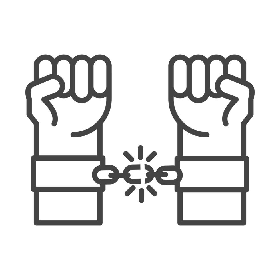 international human rights day fist raised up hands breaking chain line icon style vector