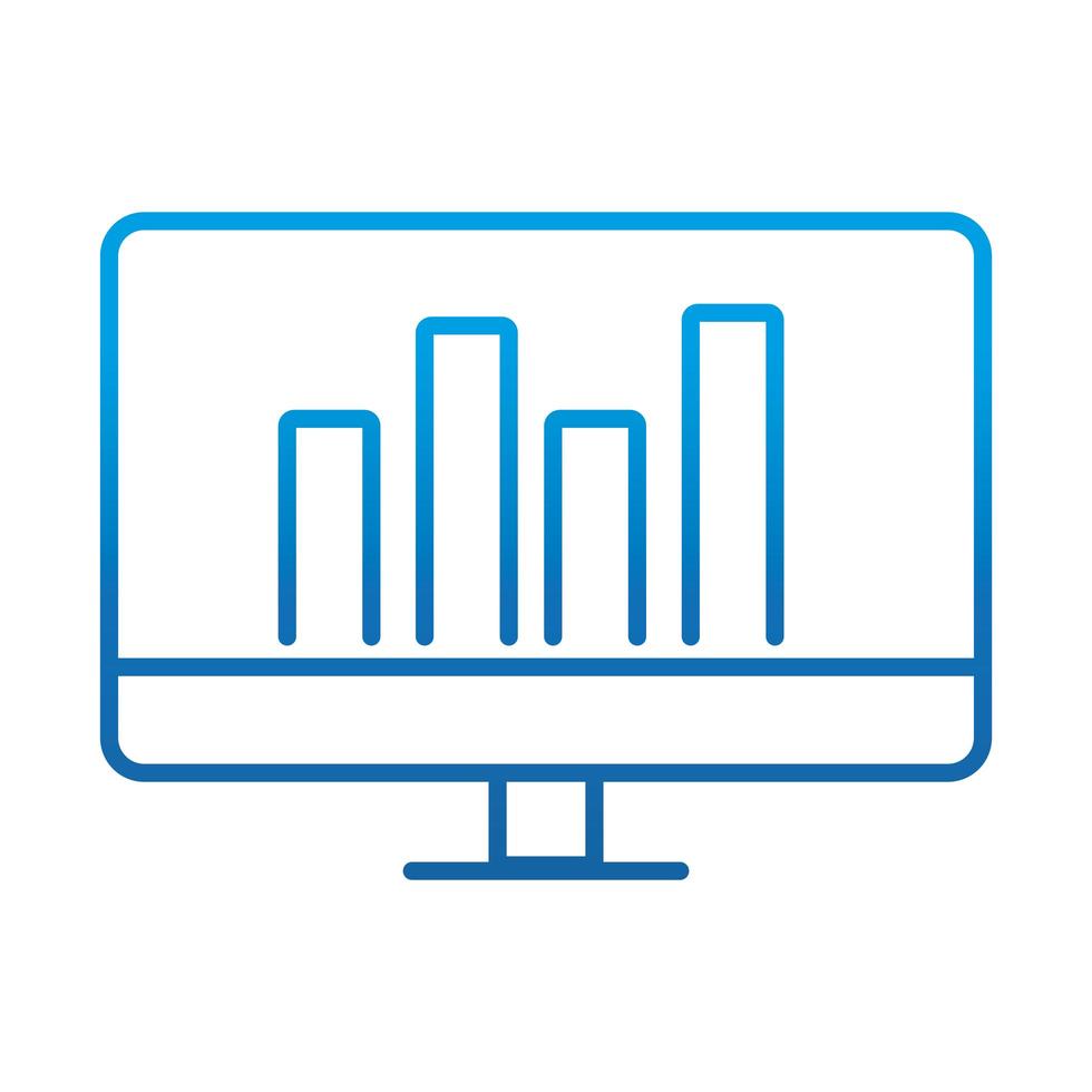 data analysis computer diagram report business strategy and investment gradient blue line icon vector