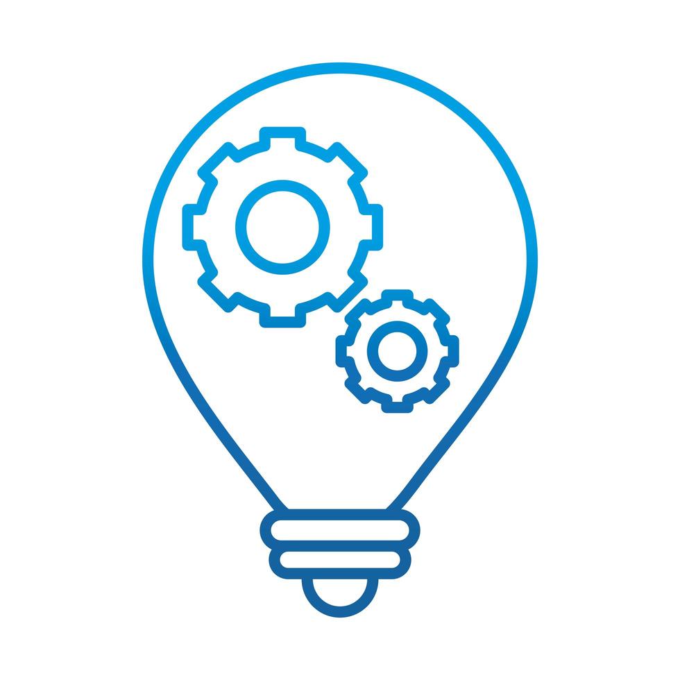 light bulb with gears business development gradient blue line icon vector