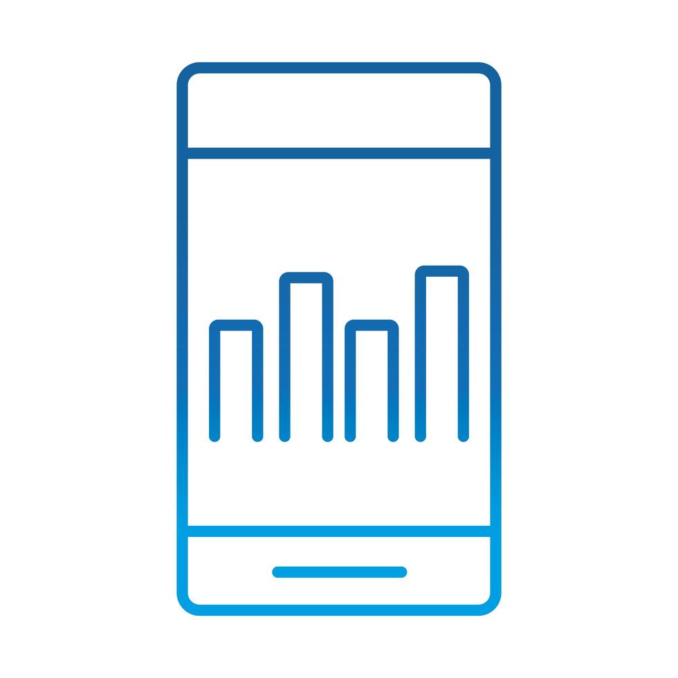 data analysis smartphone digital chart business strategy and investment gradient blue line icon vector