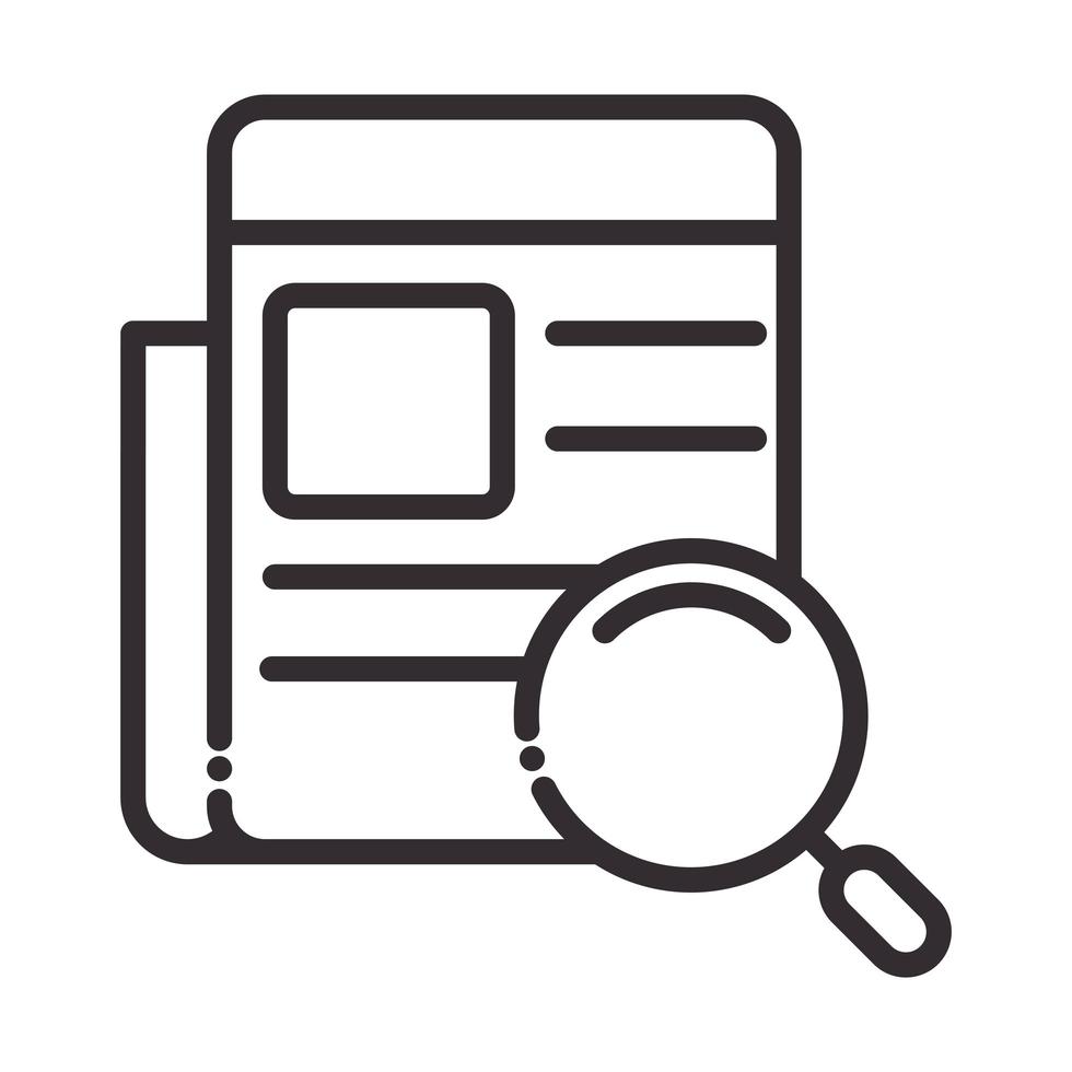 search icon paper information content thin line icon vector