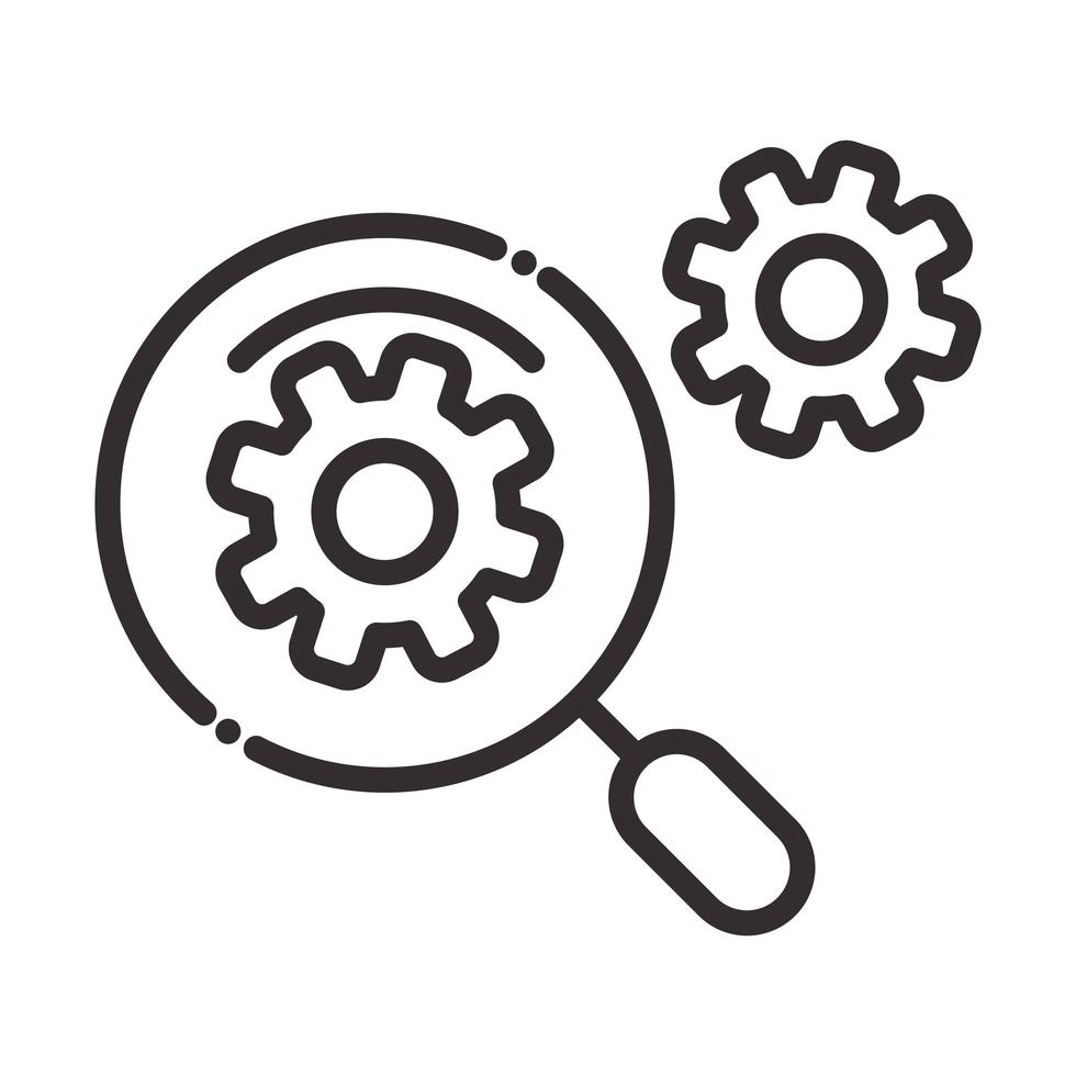 search icon magnifying glass explore gears internet thin line icon vector