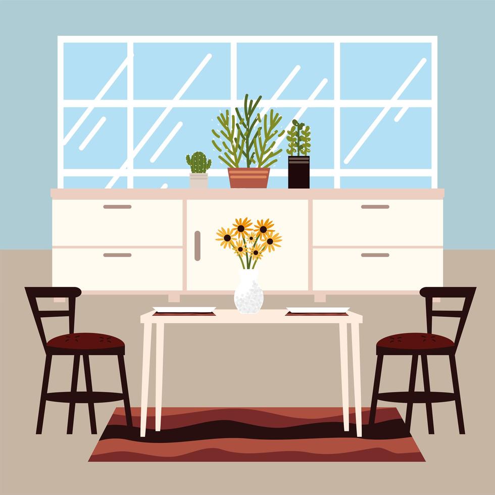 home dining interior vector