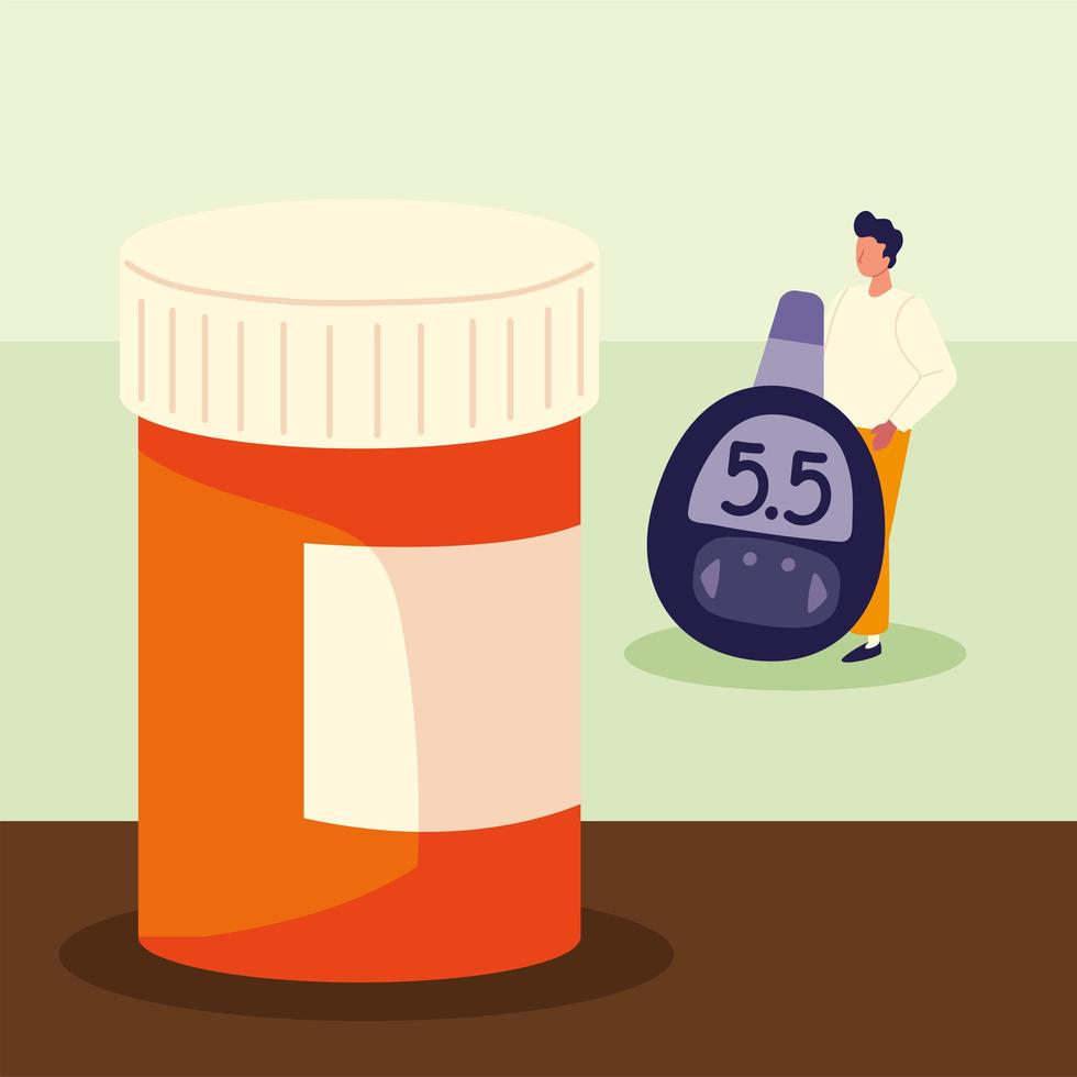 man with diabetes test vector