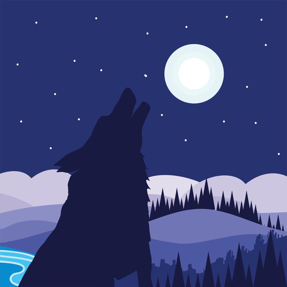 silueta lobo solitario vector