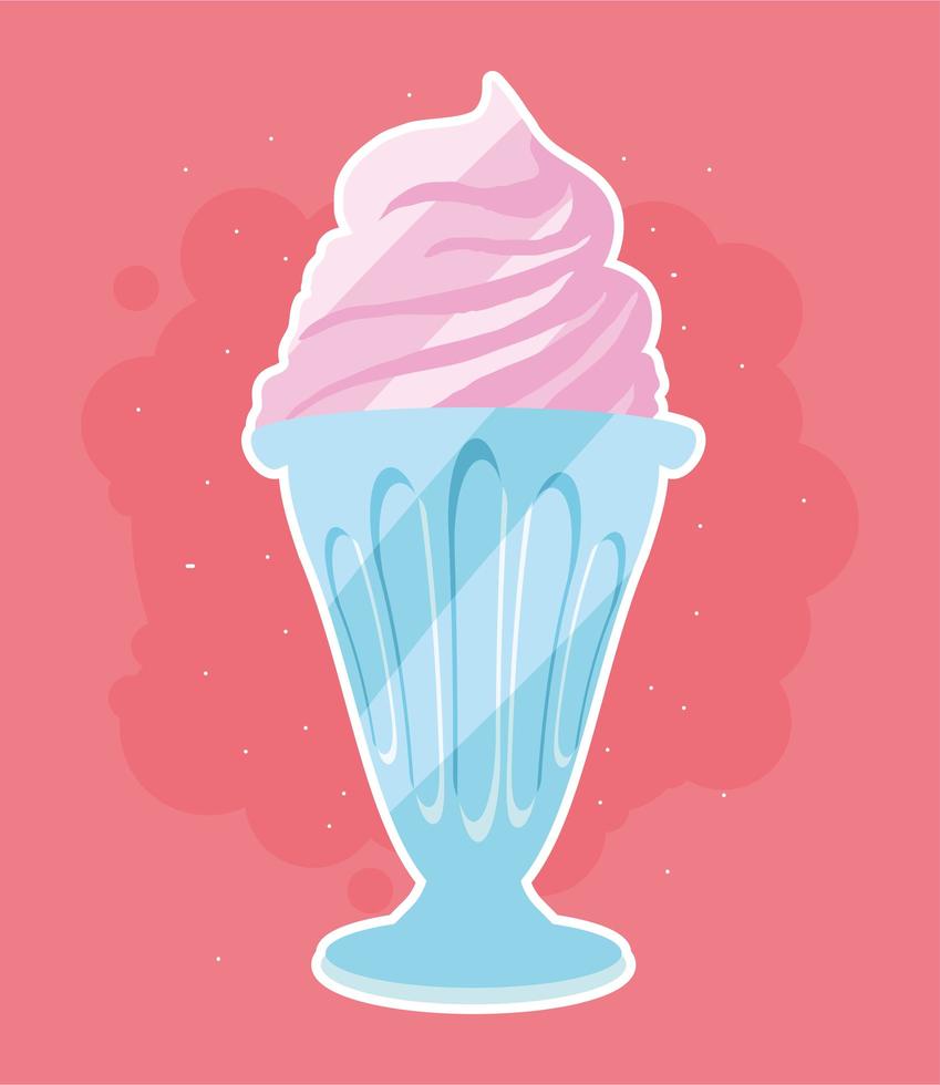 ice cream on glass cup vector
