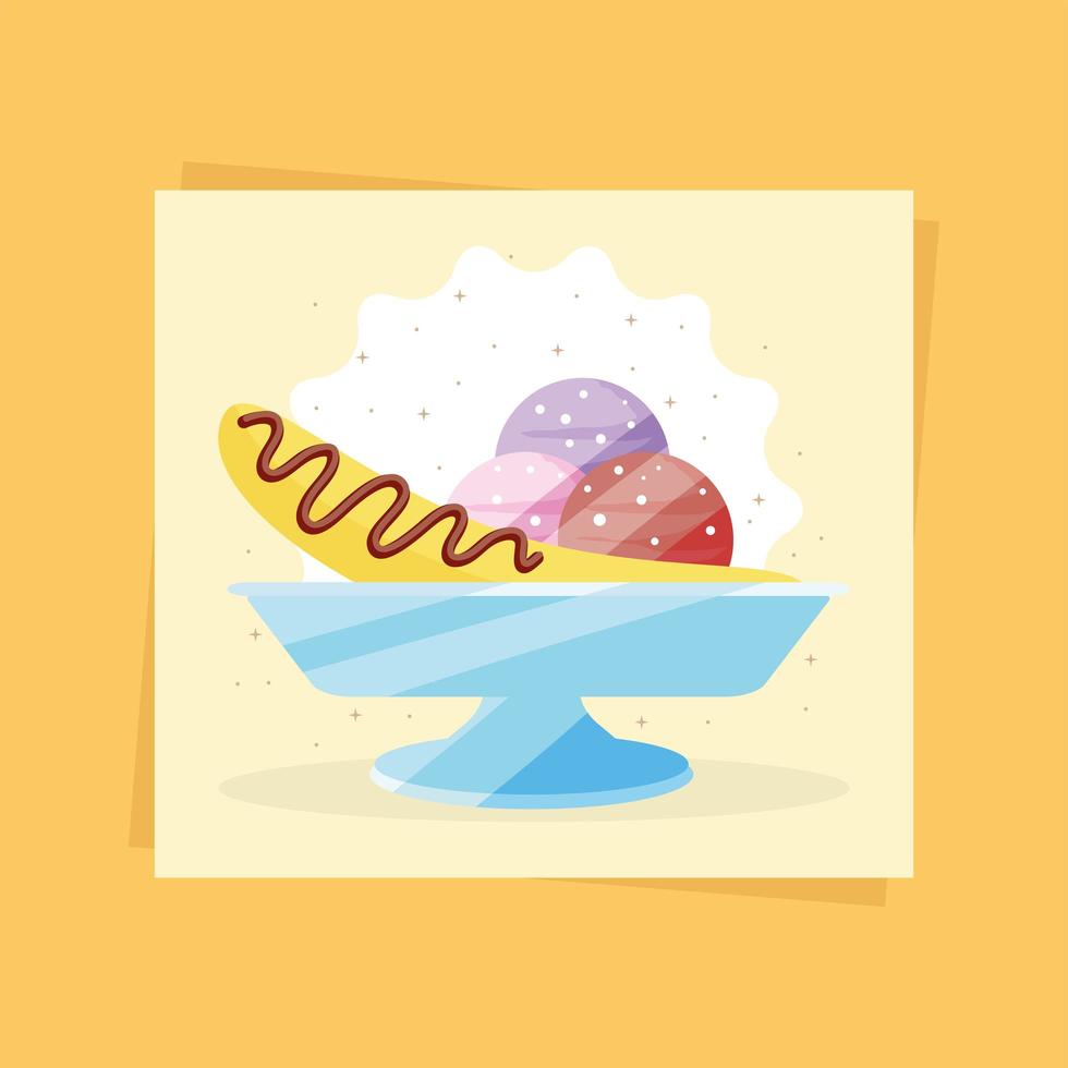 banana split ice cream vector