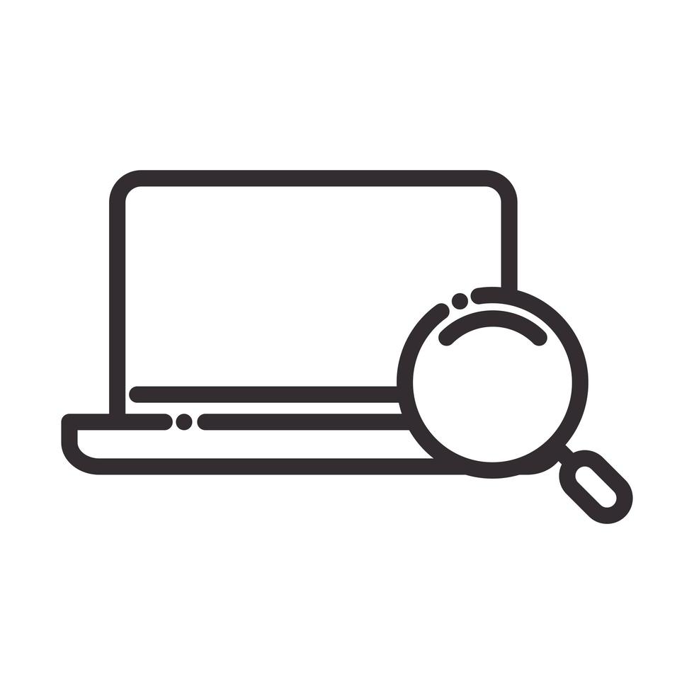 search icon laptop computer technology internet thin line icon vector