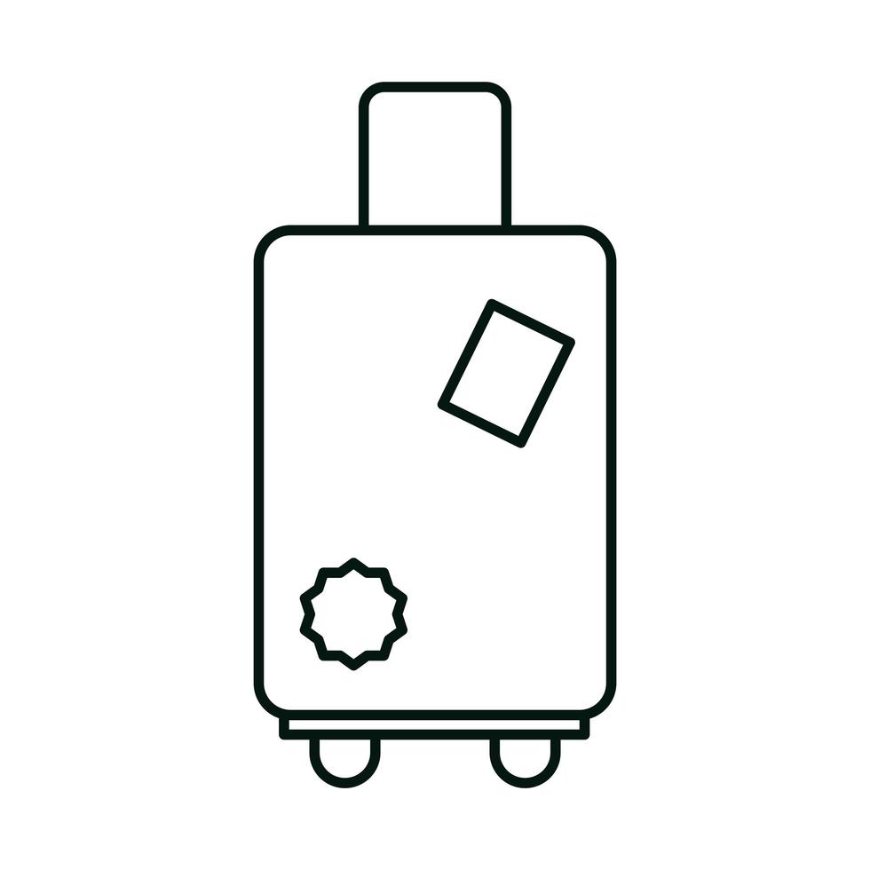 viaje de vacaciones de verano maleta moderna con asa y ruedas estilo de icono lineal vector