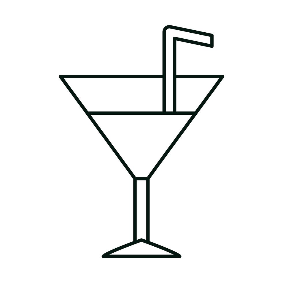 cocktail with straw drink liquor linear icon style vector