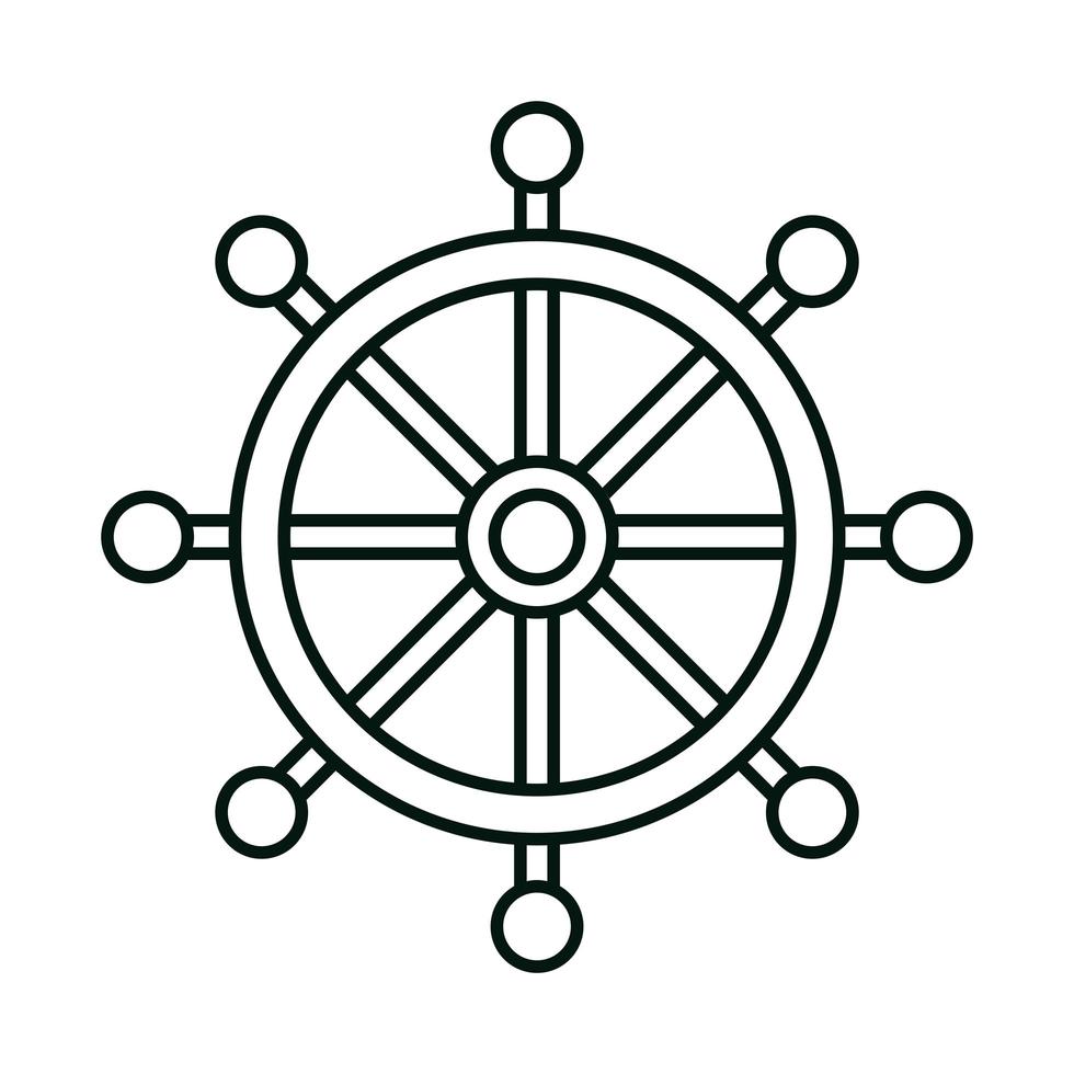 ship helm steering wheel linear icon style vector