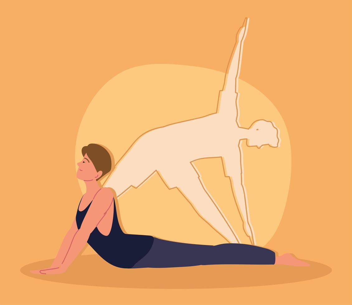 woman doing yoga exercises vector