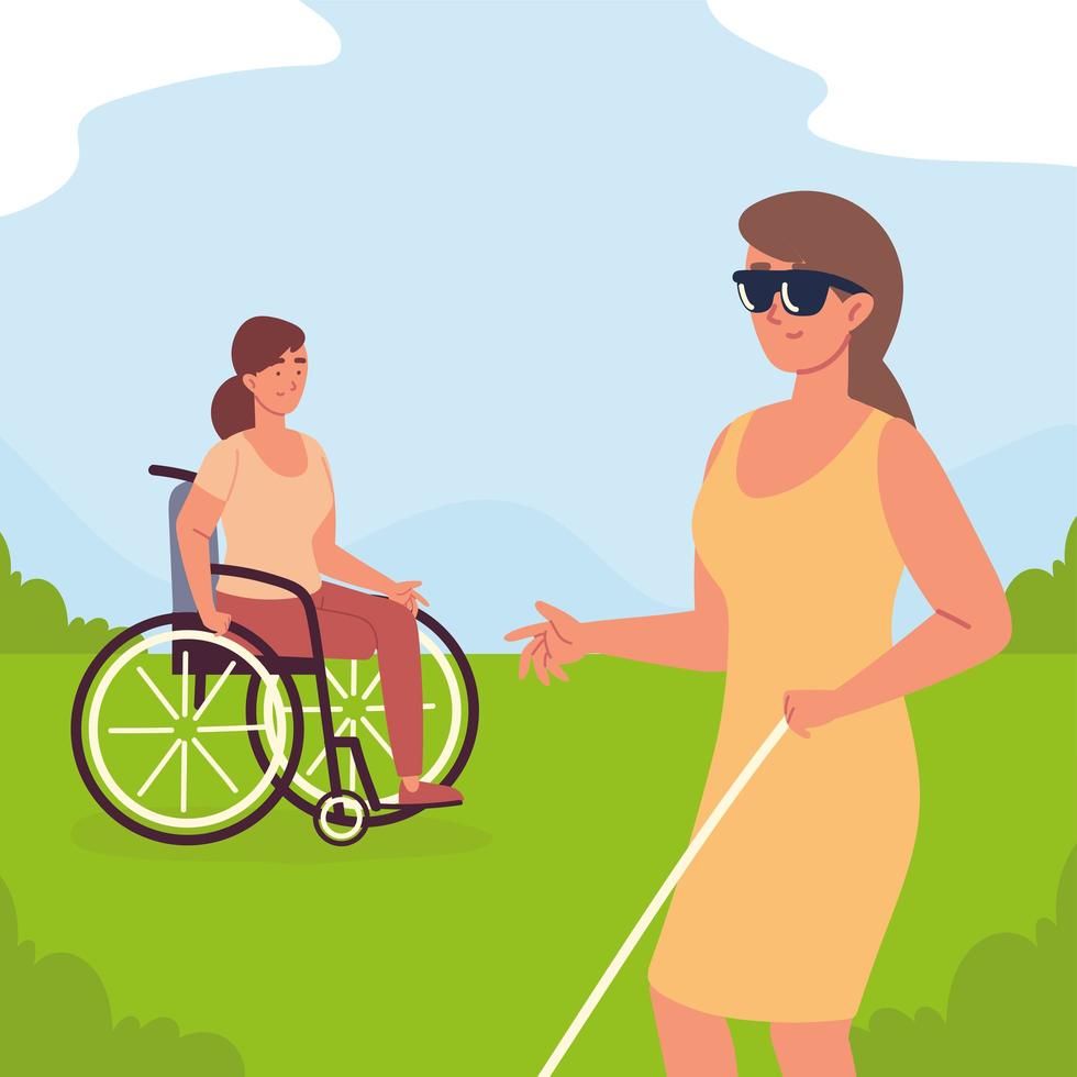 disabled young women vector