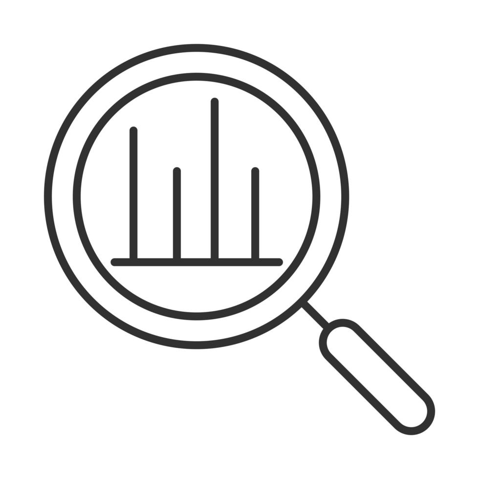 análisis de datos diagrama de lupa icono de línea de informe financiero vector