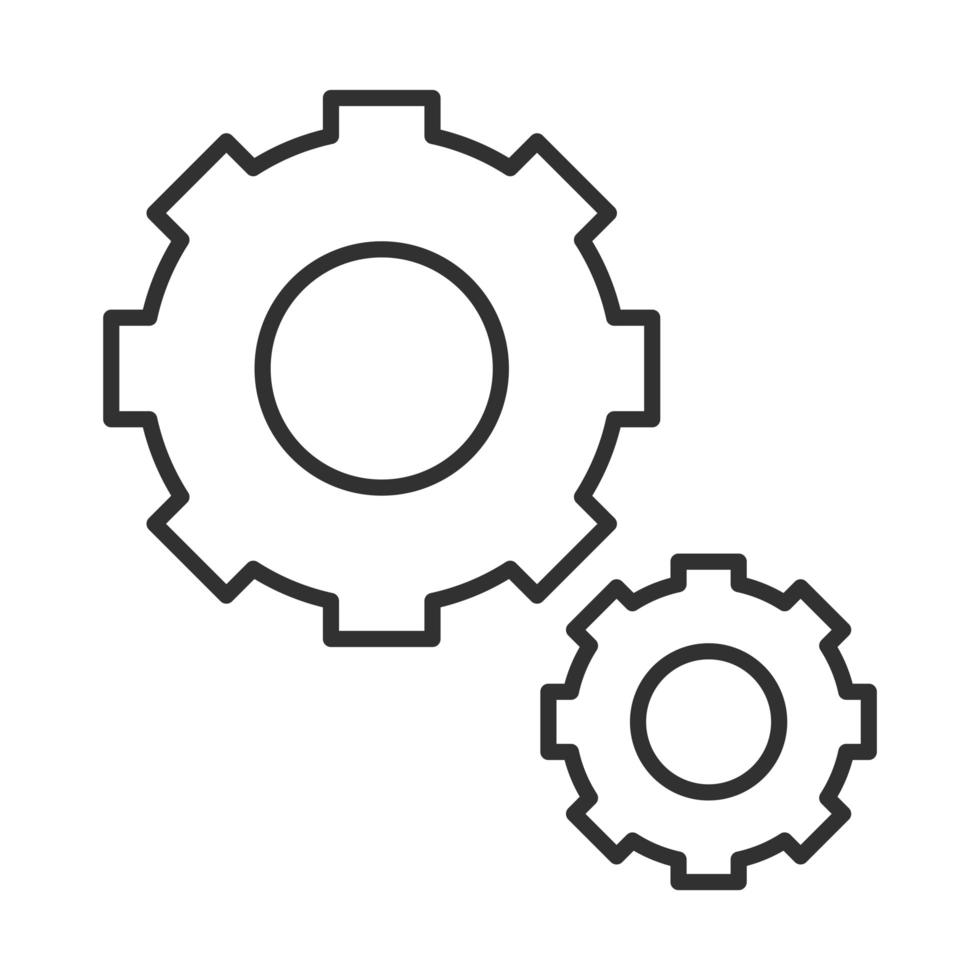 engranajes rueda dentada motor mecanismo línea icono estilo vector