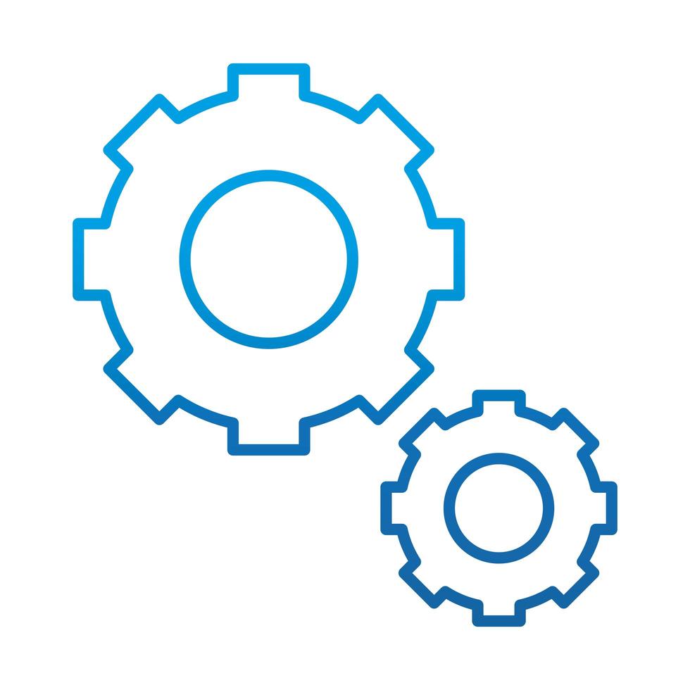 gears cogwheel engine mechanism gradient blue line icon vector