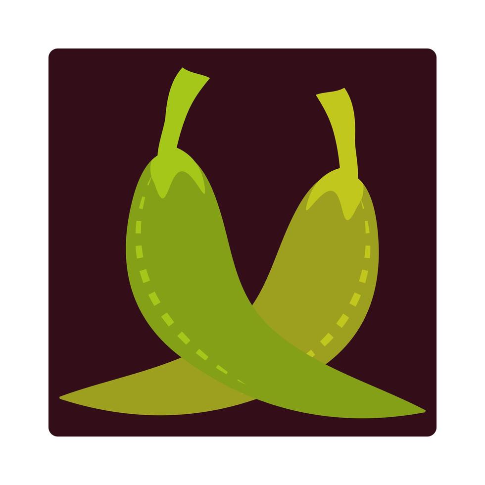 pimiento verde, especia, ingrediente alimentario, icono, bloque, y, plano vector