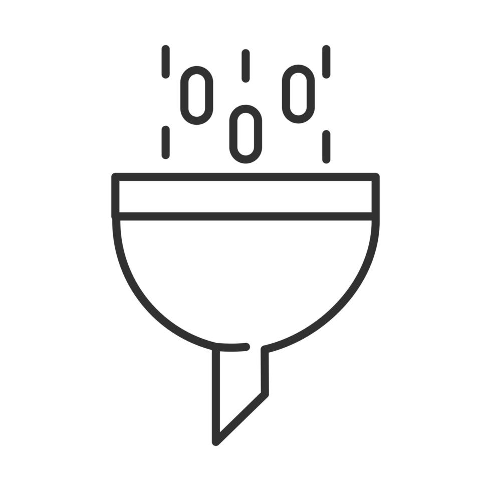 data analysis filter funnel information binary digital line icon vector