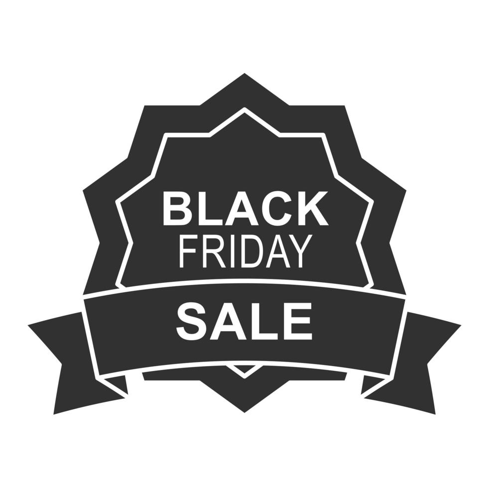 black friday sale round banner advertising ribbon design icon silhouette style vector