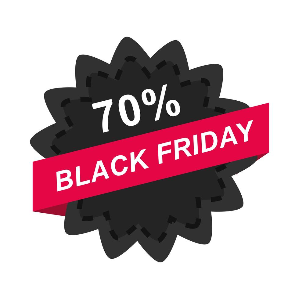 black friday sale offer discount percentage flower sticker layout icon flat style vector