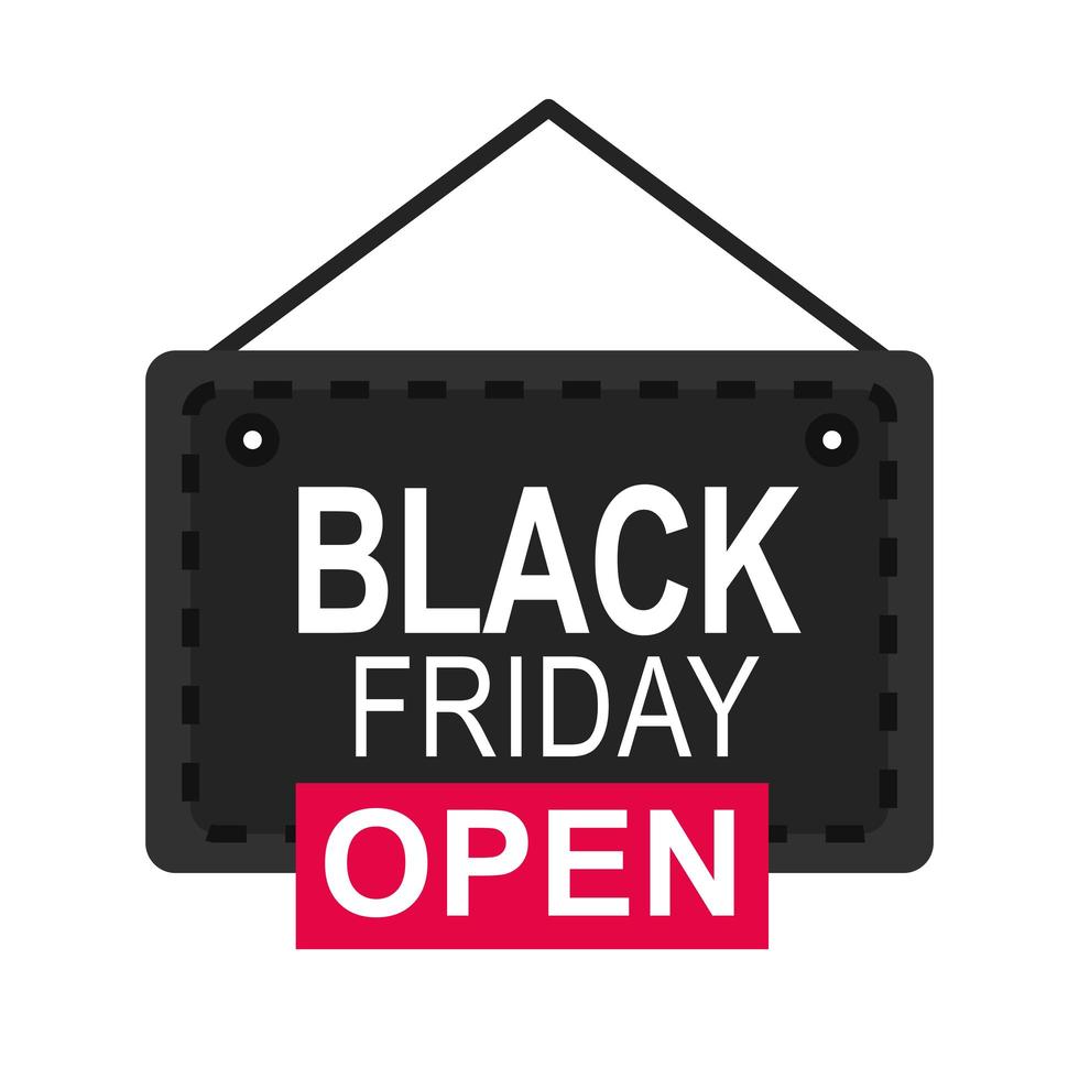 black friday open shop door board special season icon flat style vector