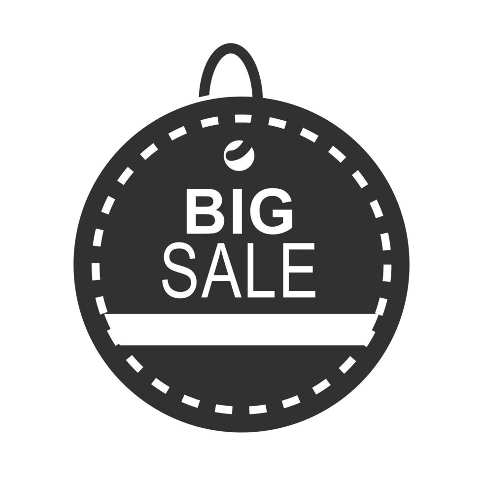 black friday big sale round tag sticker event price icon silhouette style vector