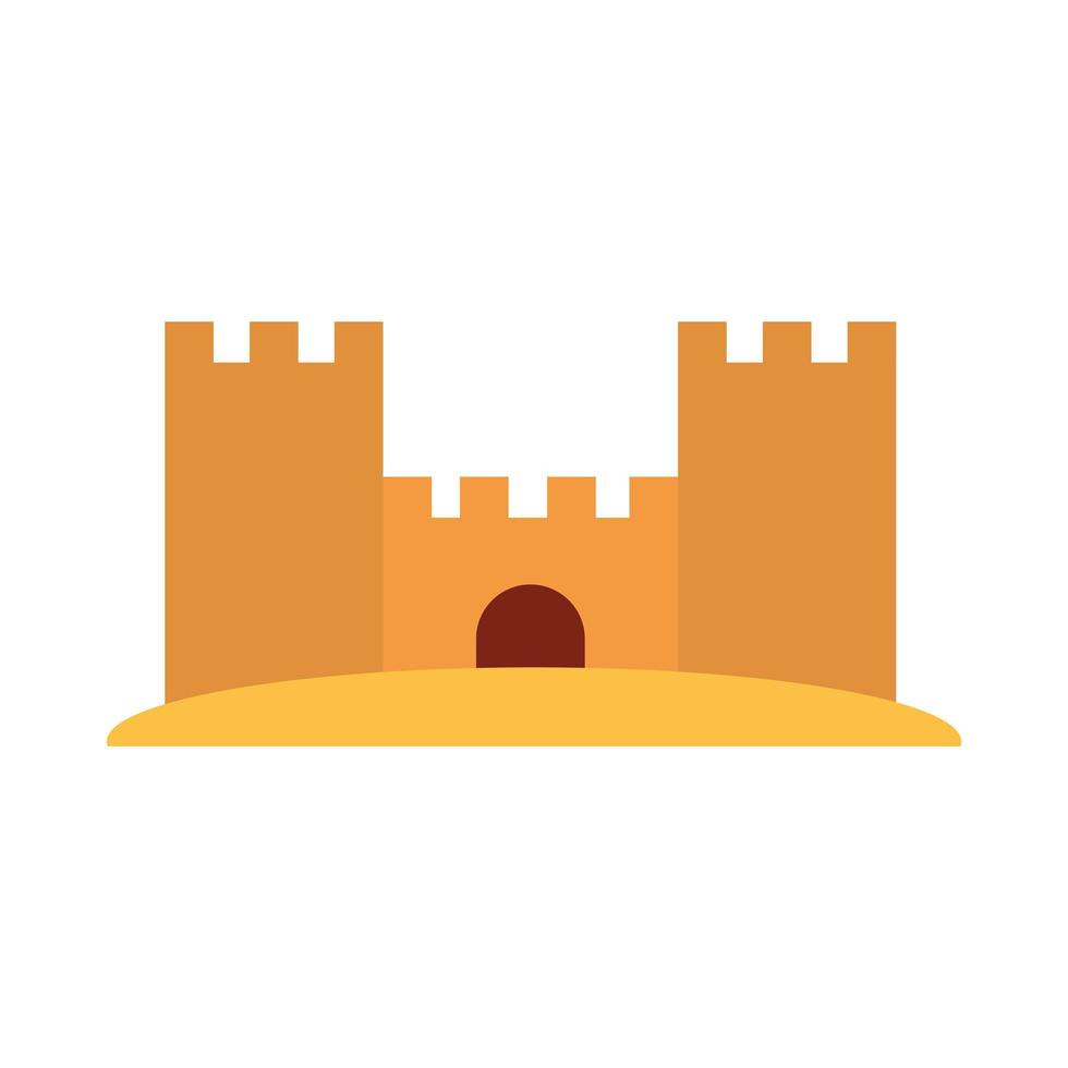 castillo de arena vacaciones de verano ocio estilo de icono plano vector