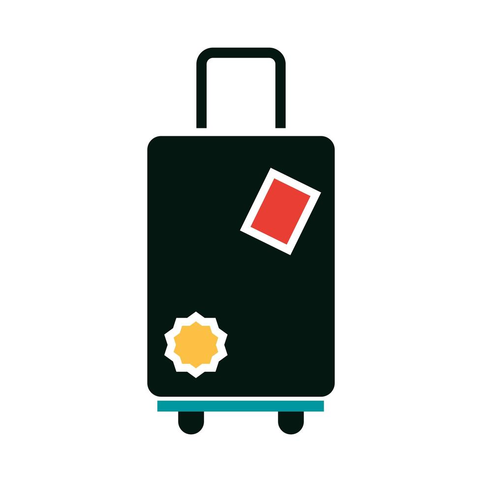 summer vacation travel modern suitcase with handle and wheels flat icon style vector