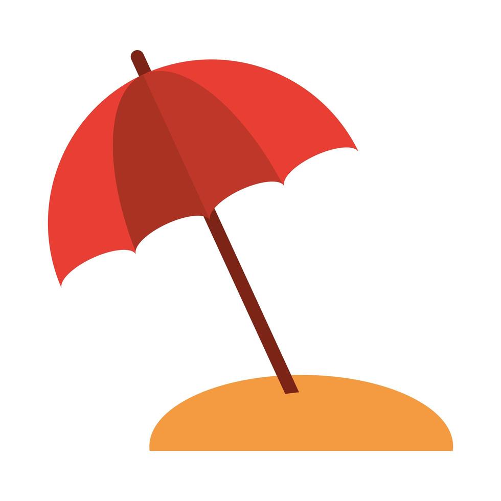 verano vacaciones viajes protección paraguas arena icono plano estilo vector
