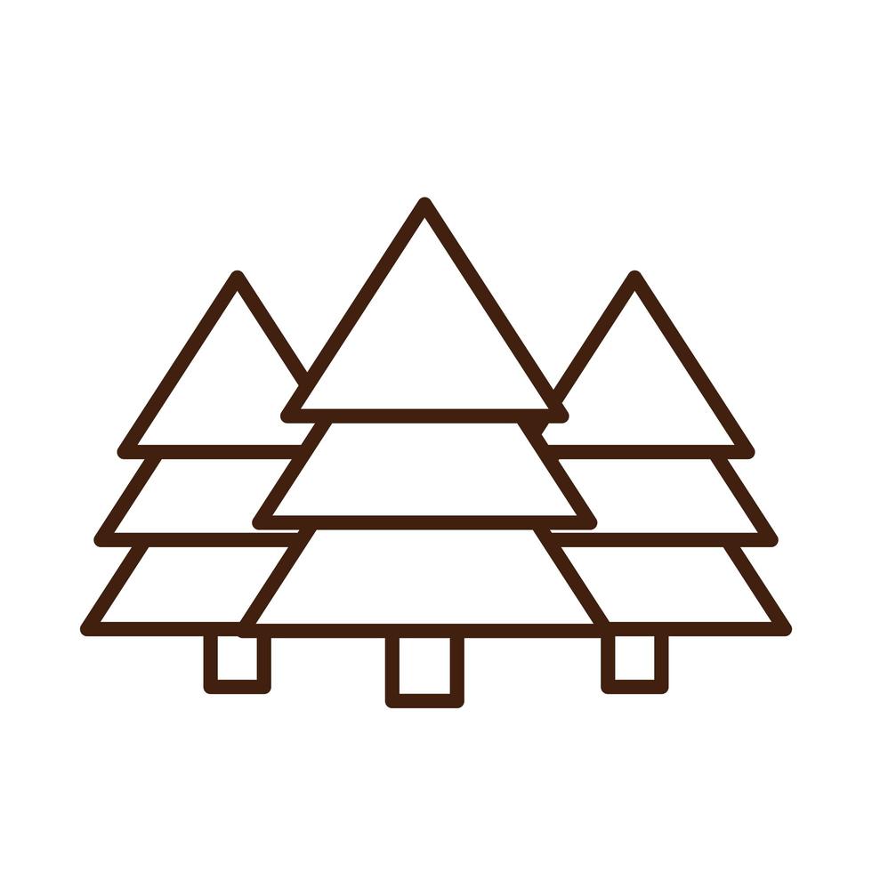 pine trees forest botanic nature linear icon style vector
