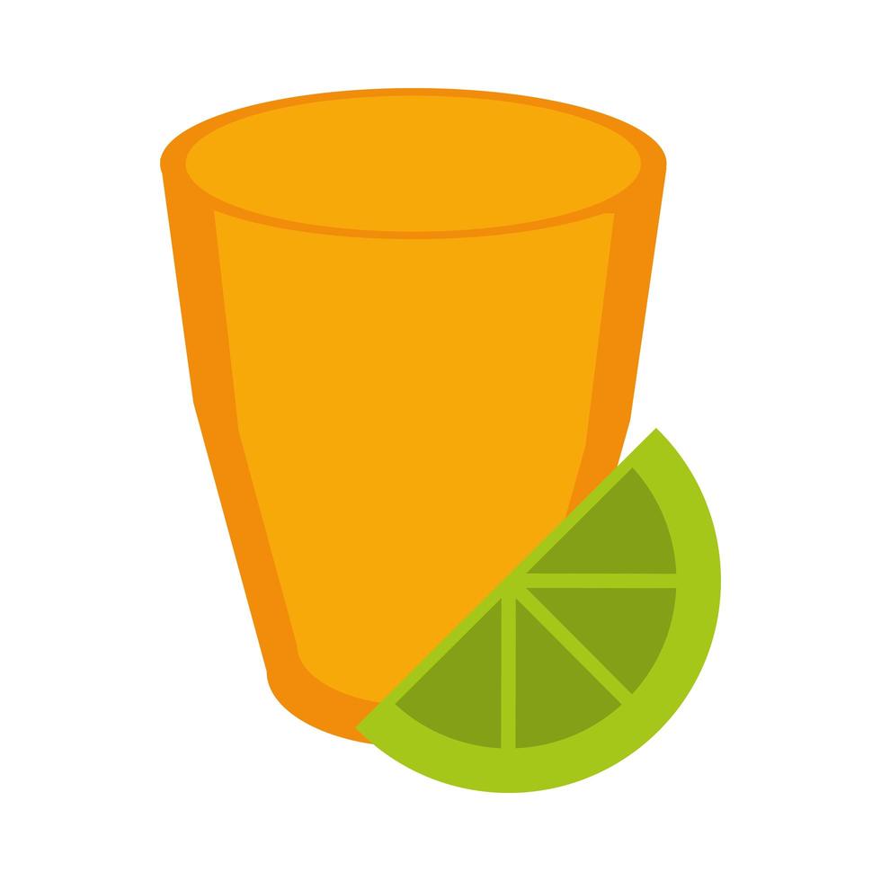 día de los muertos tequila con limón icono de celebración mexicana estilo plano vector