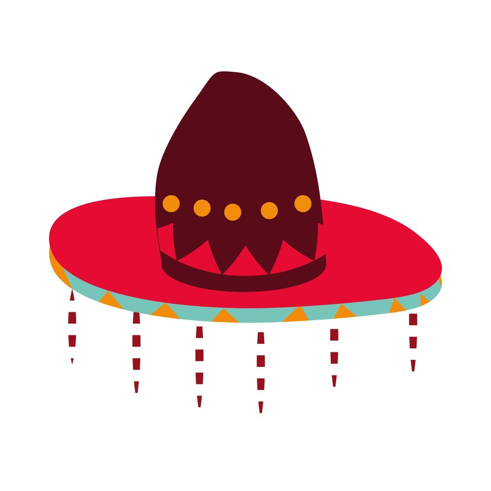 sombrero tradicional del día de los muertos con colgantes decoración icono de celebración mexicana estilo plano vector