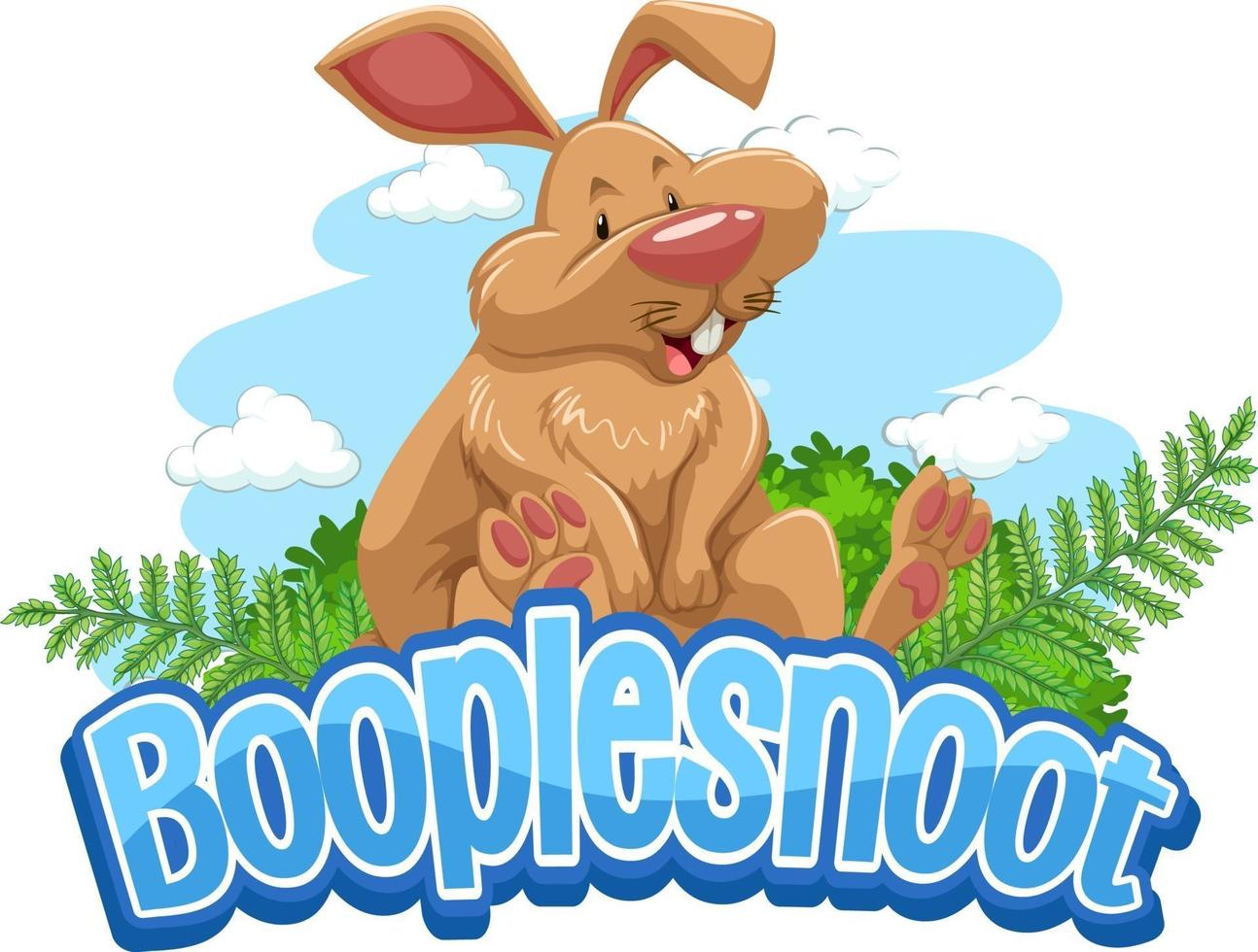 A rabbit cartoon character with Booplesnoot font banner isolated vector