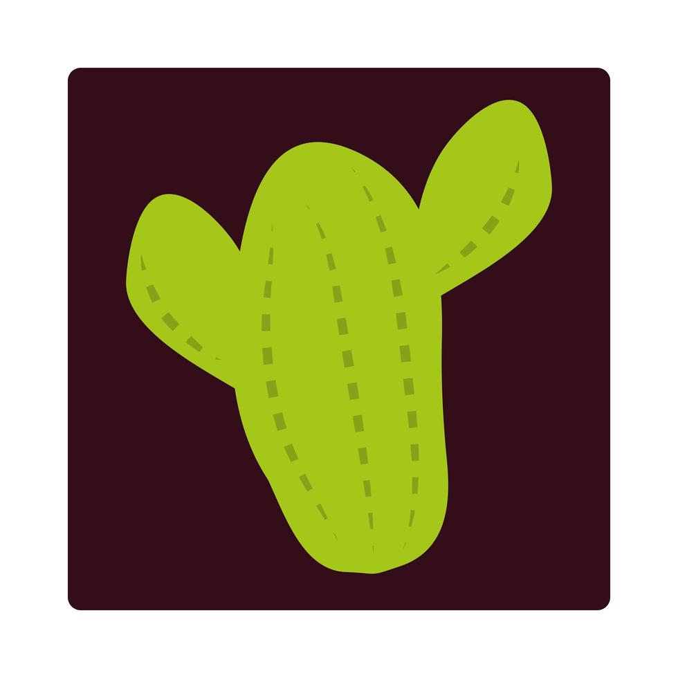 cactus planta desierto flora botánica icono bloque y plano vector