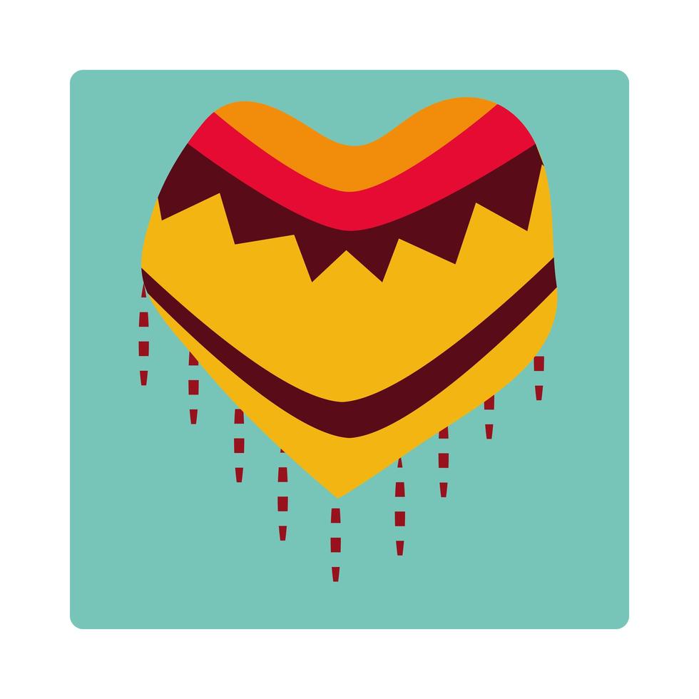 dia de los muertos poncho mexicano ropa tradicional icono bloque y plano vector