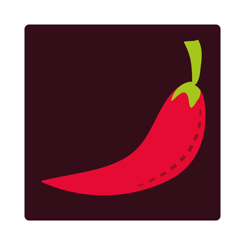 red chili pepper spice ingredient icon block and flat vector