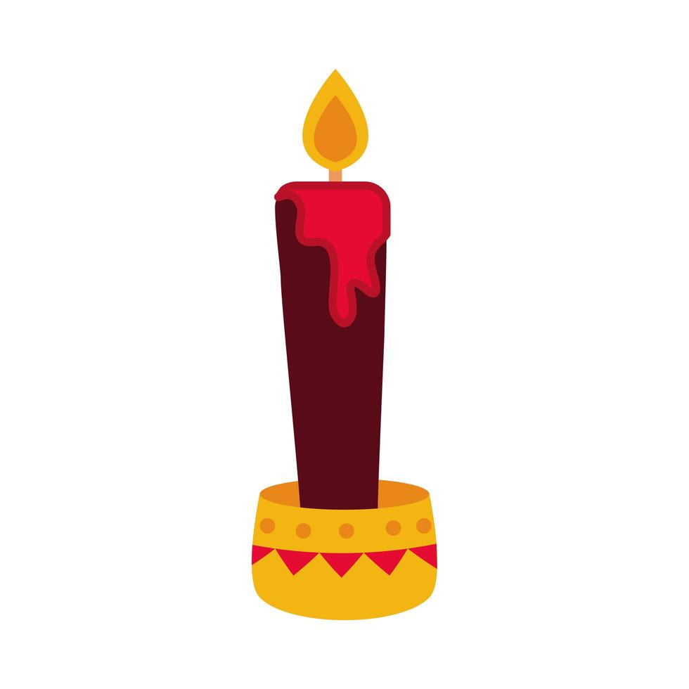 day of the dead burning black candle decoration mexican celebration icon flat style vector