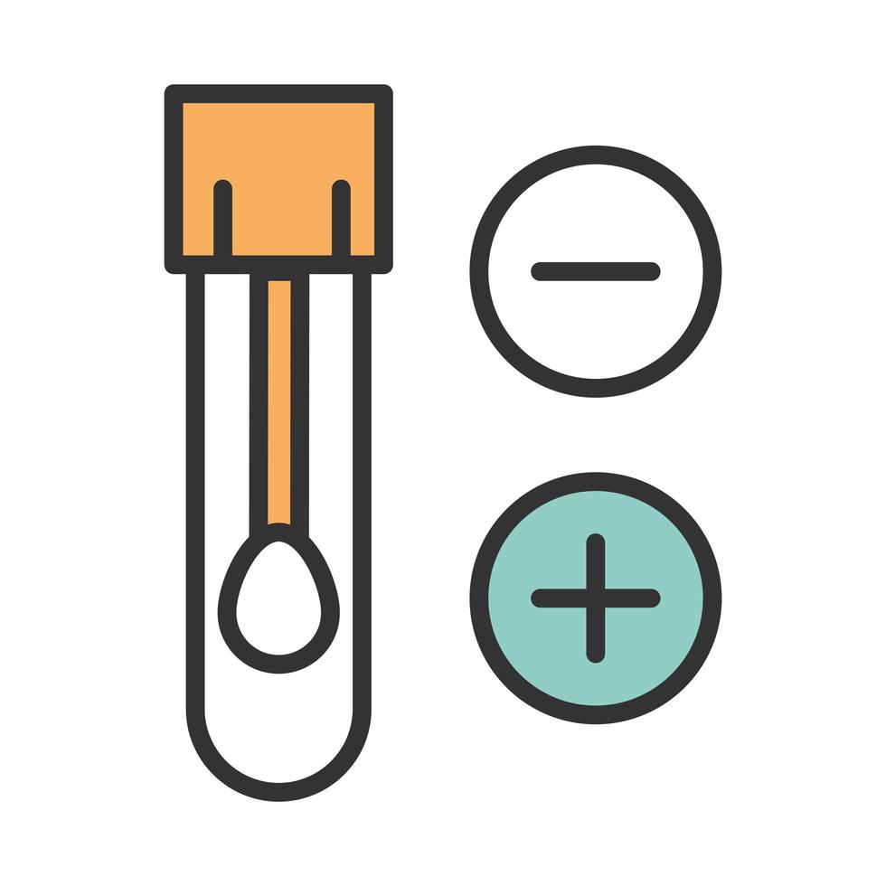 coronavirus covid19 diagnostics research swab in flask sample medical test line and fill vector