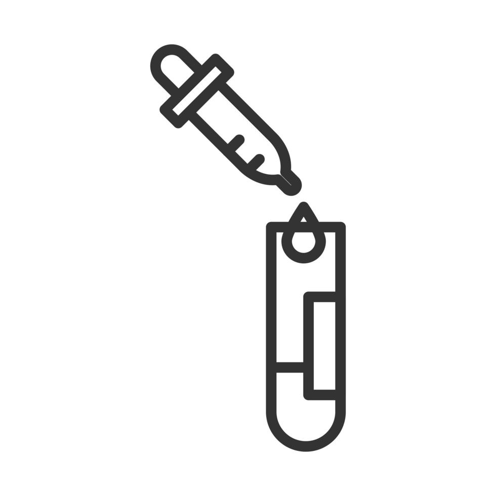 coronavirus covid19 diagnostics research medical dropper and test tube sample line icon design vector