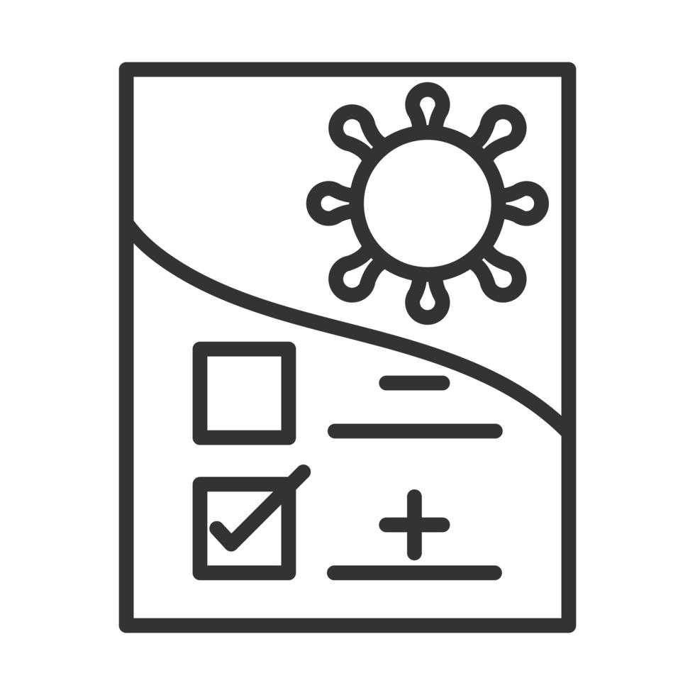 muestra de resultados positivos de investigación de diagnóstico covid19 para el diseño de icono de línea de coronavirus vector