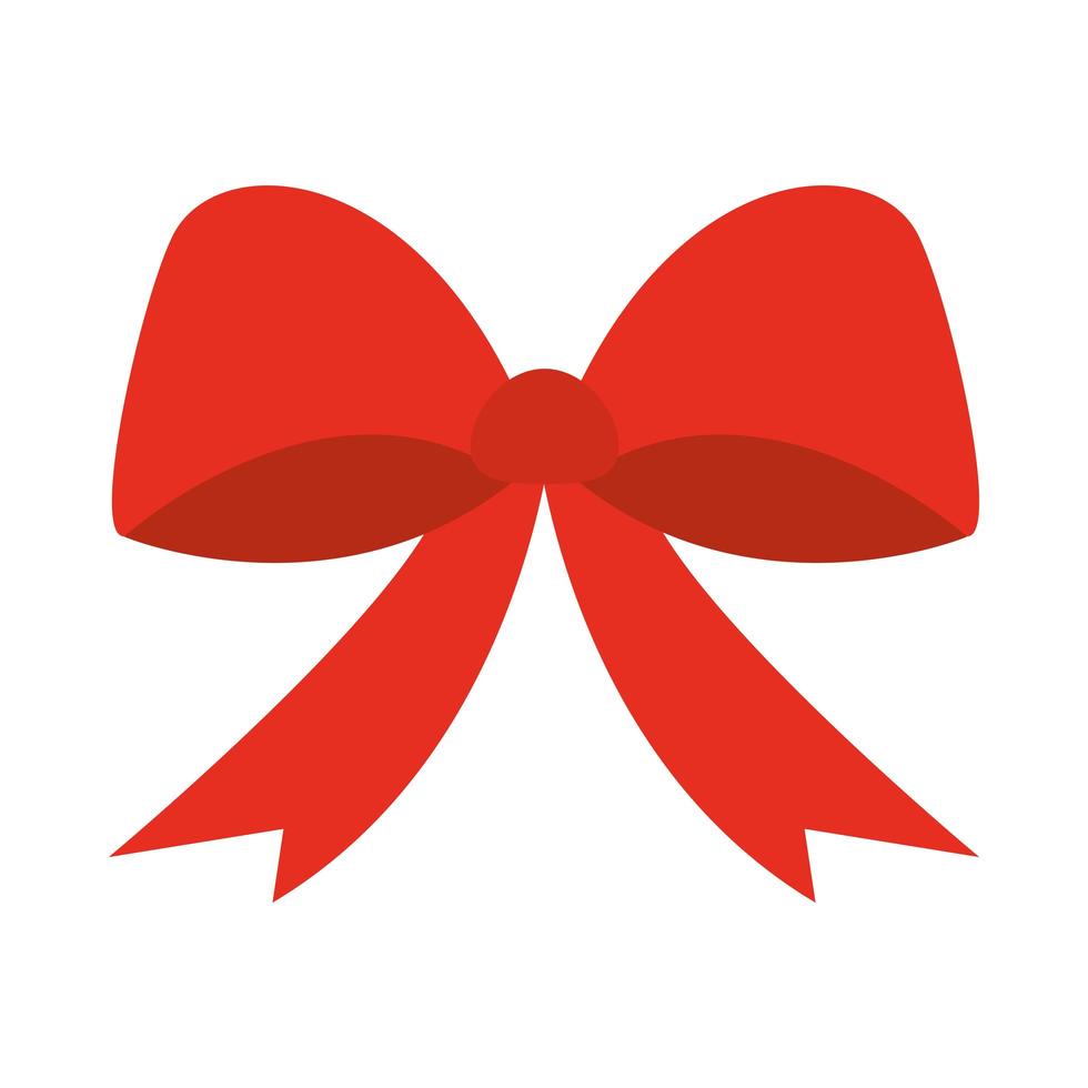 red bow ribbon decoration ornament flat icon style vector