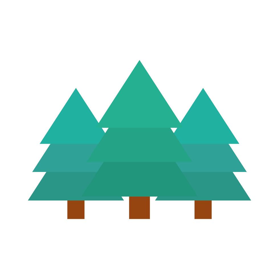 pine trees forest botanic nature flat icon style vector