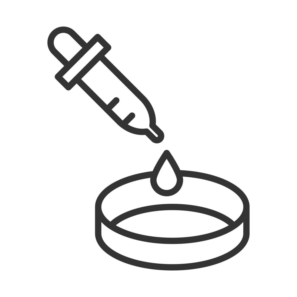 coronavirus covid19 diagnostics research medical dropper pouring blood in petri dish line icon design vector